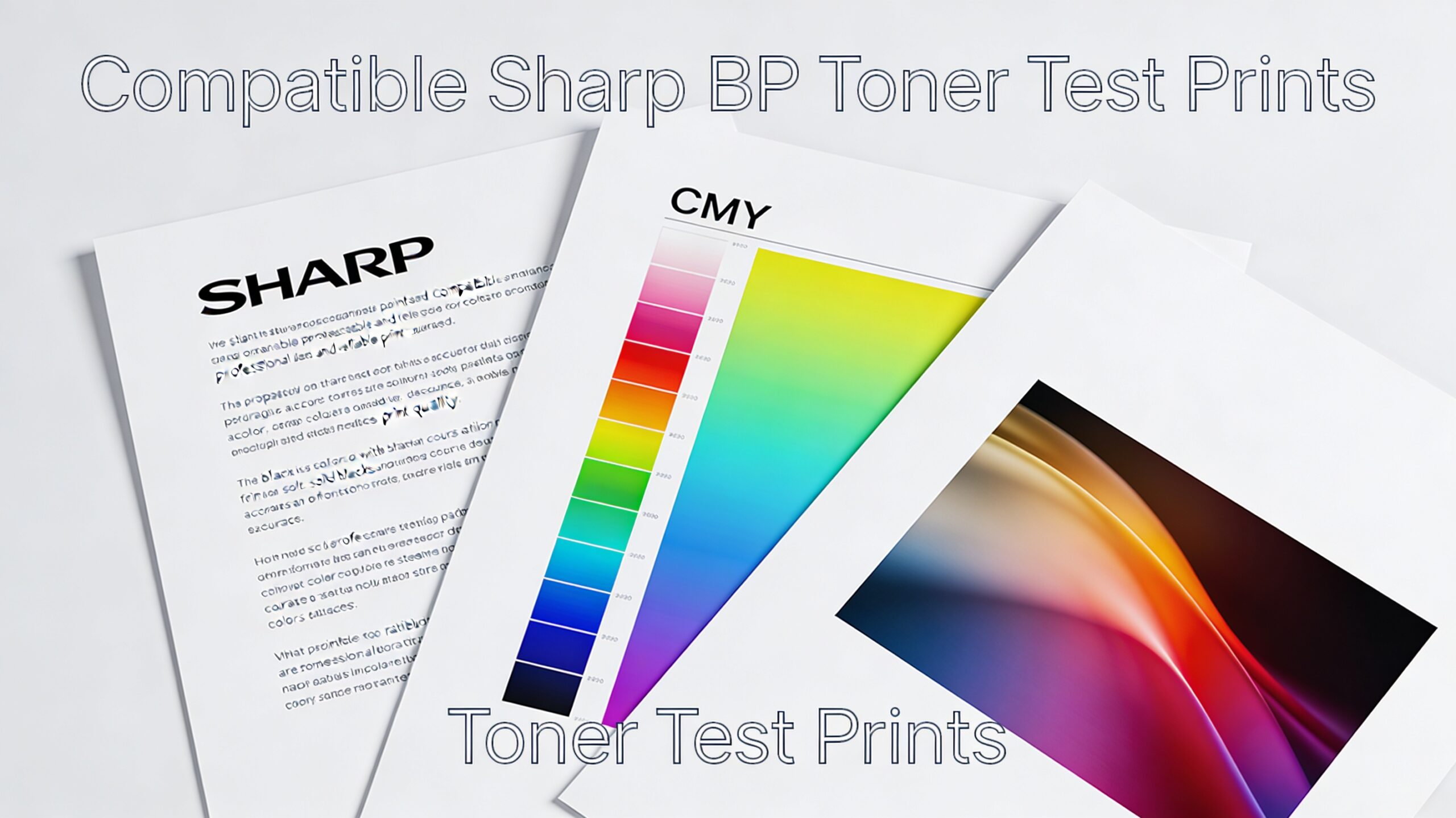 Test print samples demonstrating the print quality and consistency of compatible Sharp BP toner cartridges.