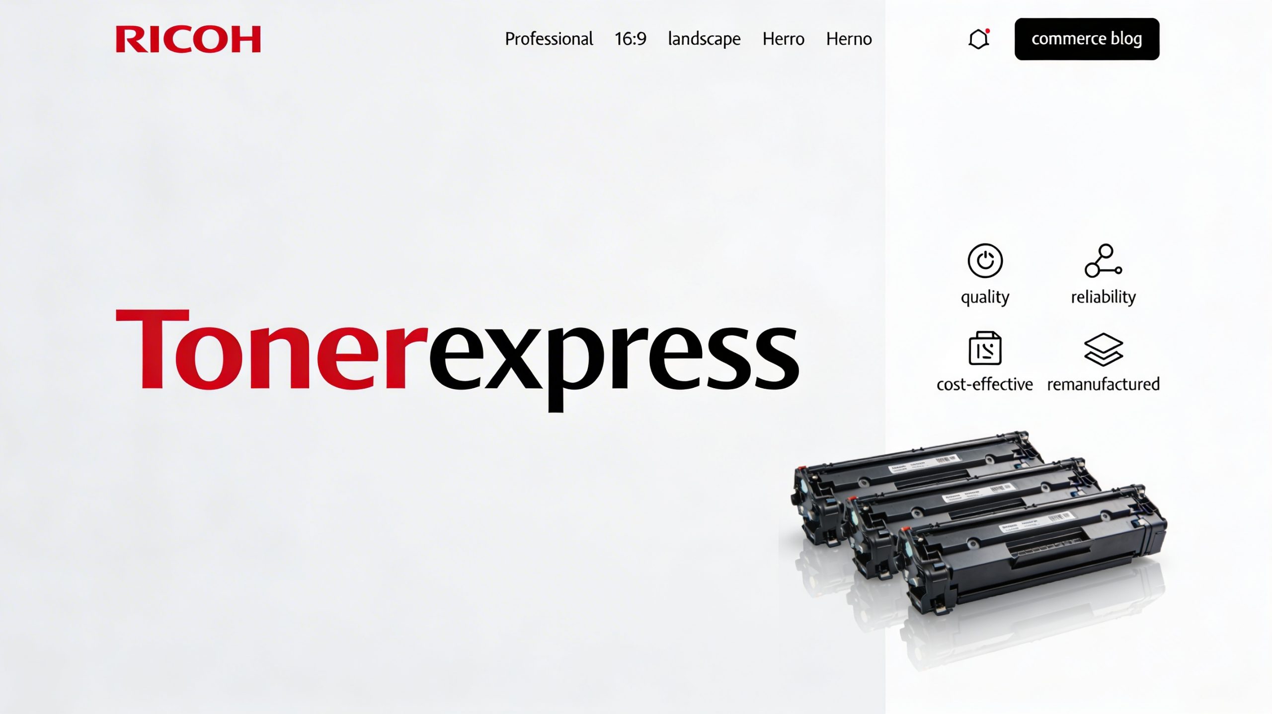 Tonersexpress branding with Ricoh drum units, underscoring reasons for choosing this supplier for quality and reliability