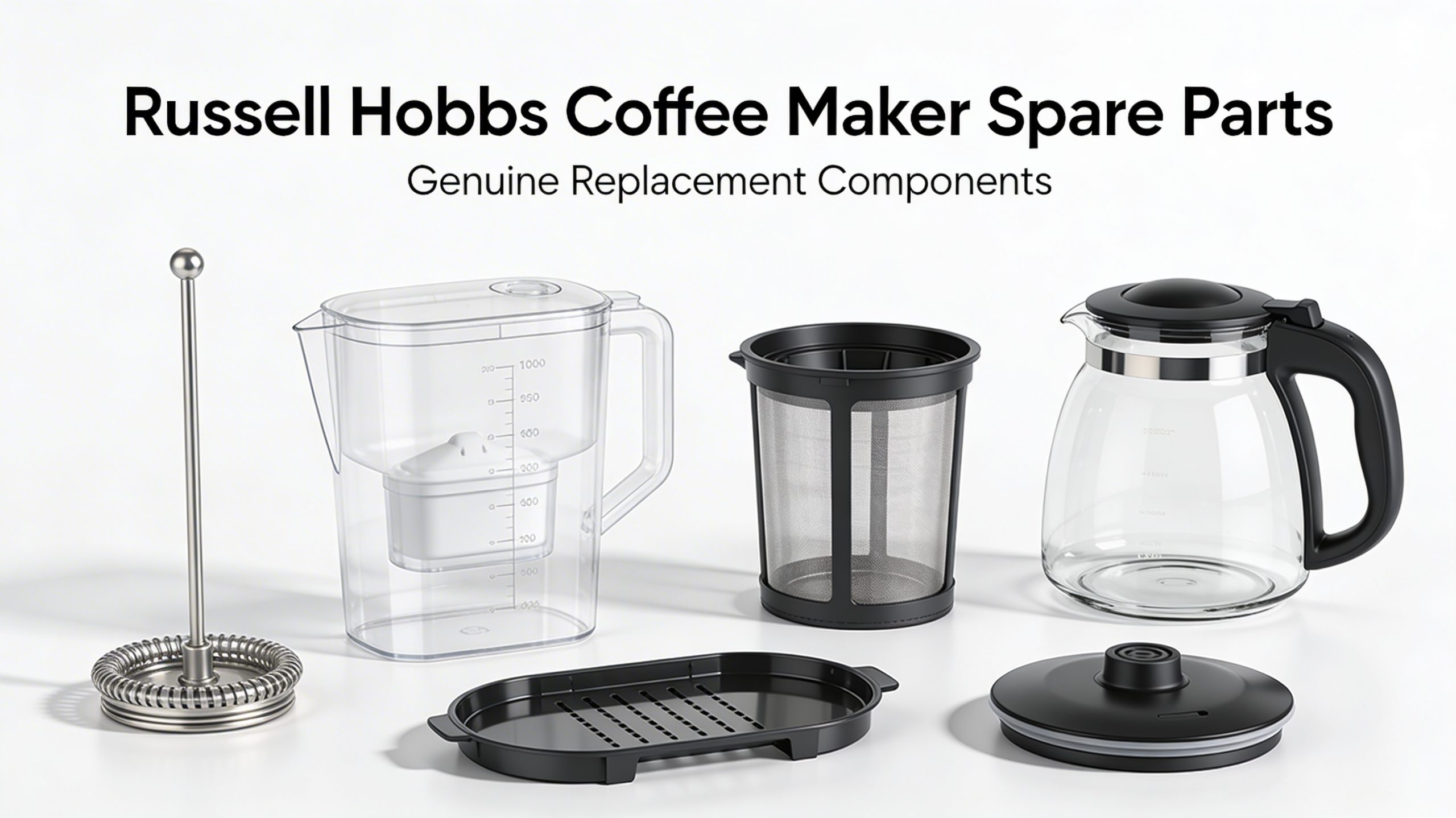 Hands carefully removing the drip tray from a coffee machine, with the water tank and carafe placed nearby, ready for replacement